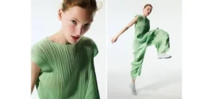 Pleats Please-issey-ผู้หญิงยุโรปใส่isseyเขียว